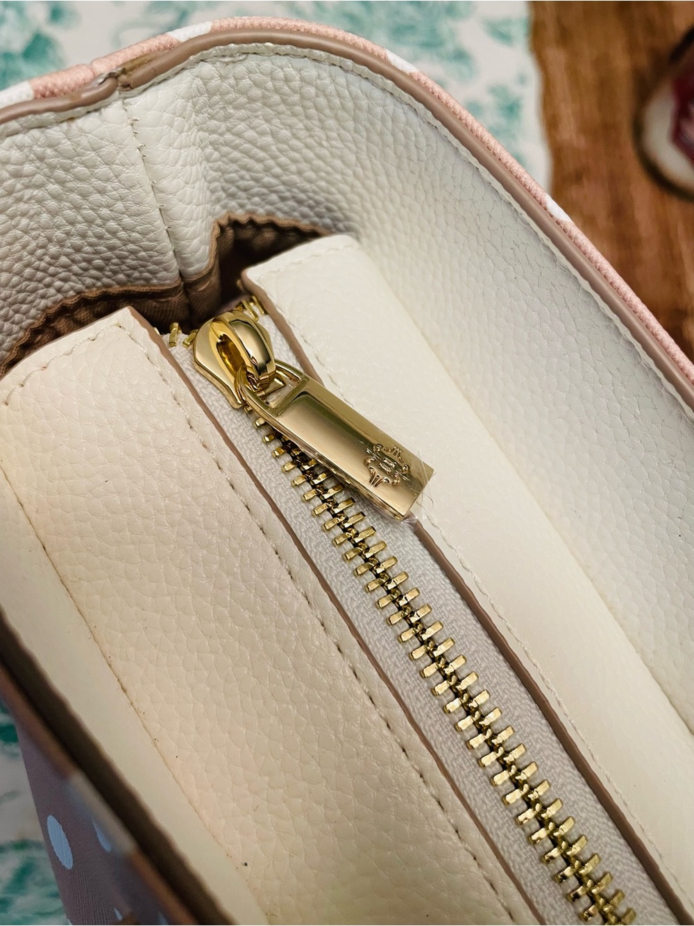 Nanette Lepore Tan/Peach and White Polka Dot Tote - Picture 9 of 11